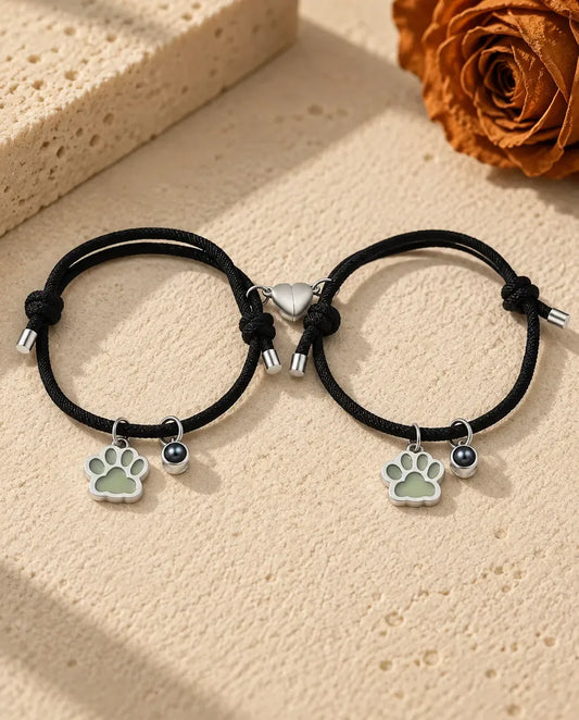 Bracelets Couple - paire assortie aux pattes phosphorescentes vertes