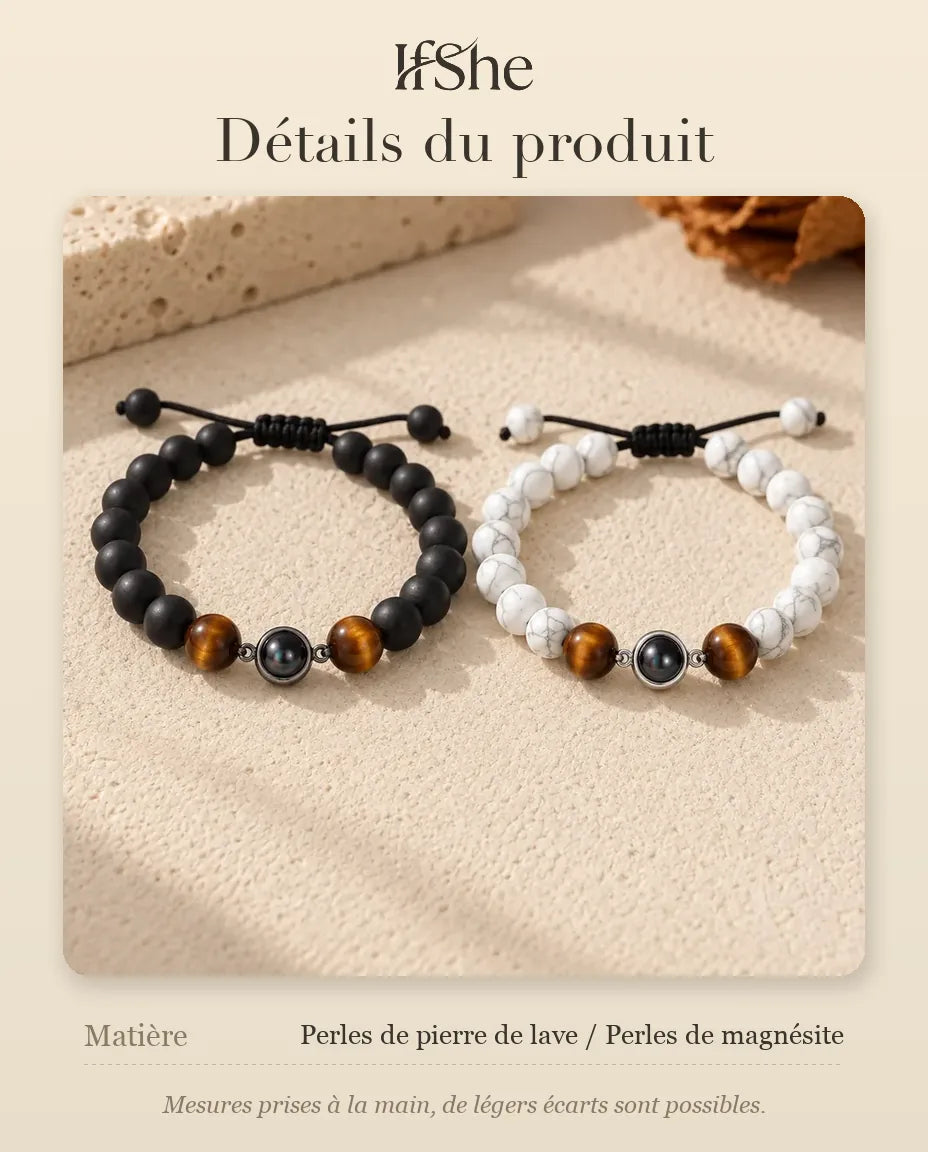 Bracelets Couple - dimensions et matière
