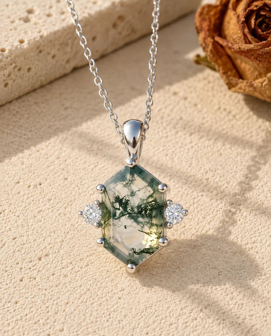 Collier Agate Mousse - vue de face
