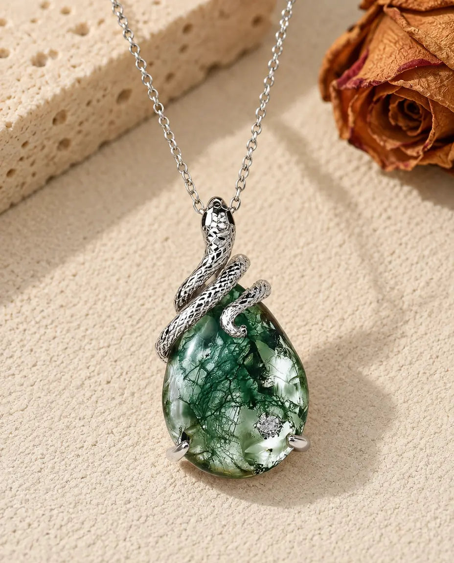 Collier Agate Mousse - vue de face
