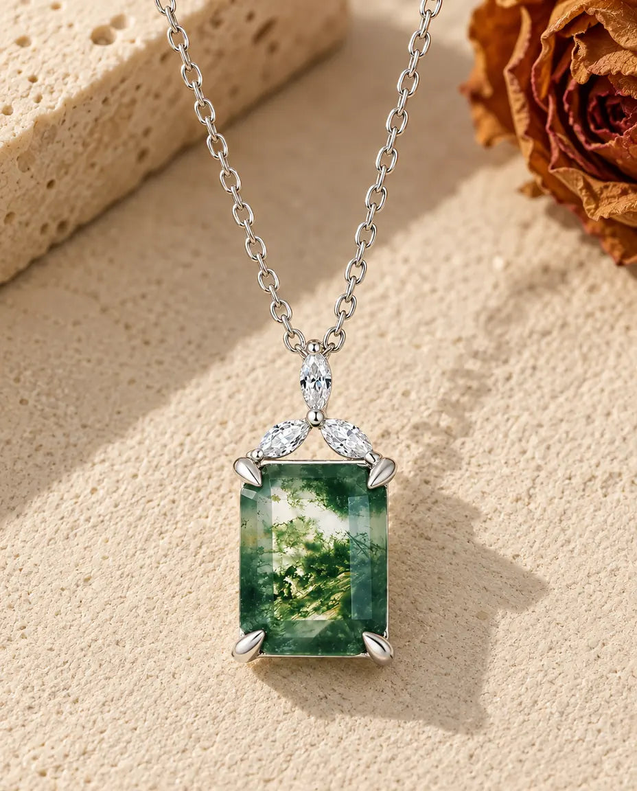 Collier Agate Mousse - vue de face