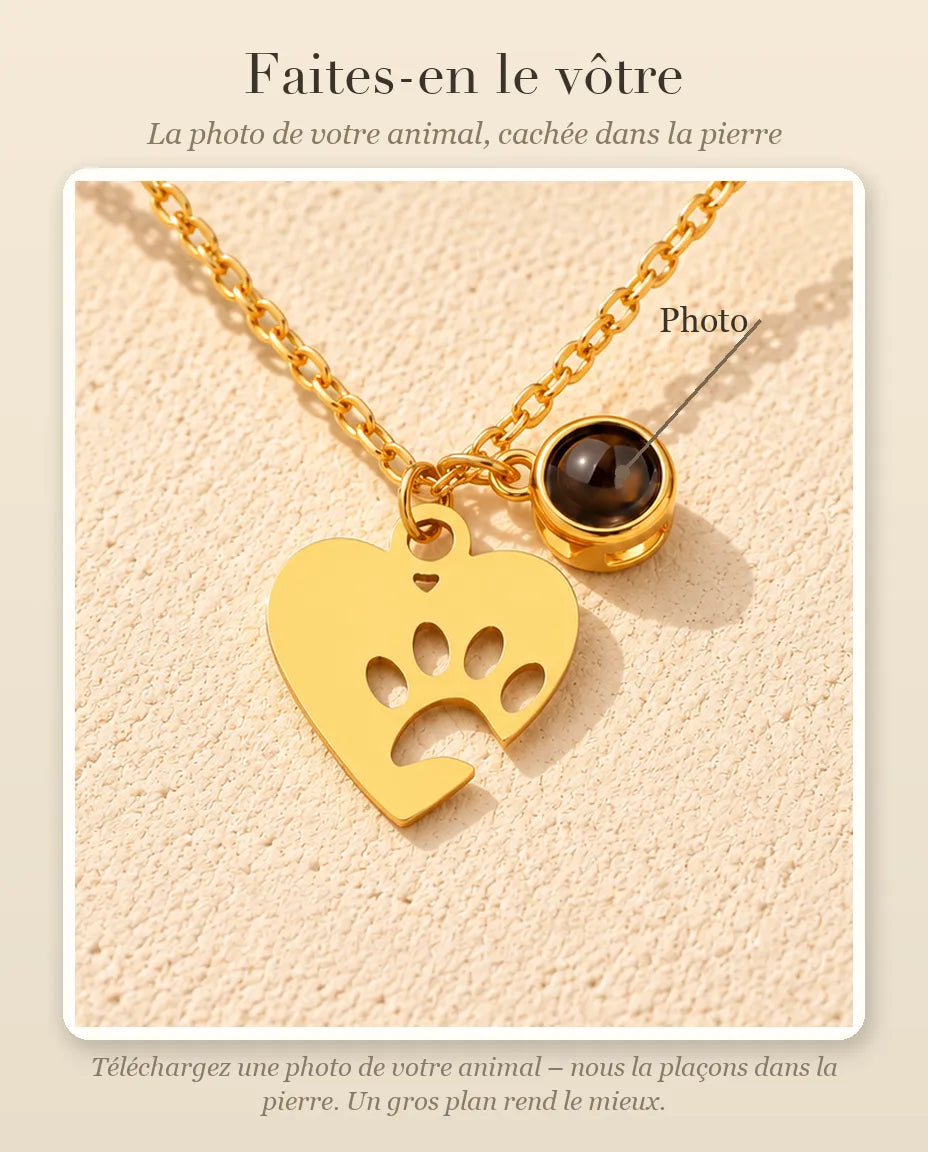 Guide de personnalisation : la photo de votre animal est cachée dans la petite pierre