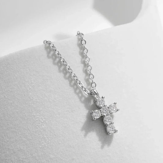 Collier croix moissanite – six pierres couleur D VVS1 en argent 925, certificat GRA