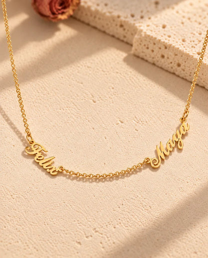 Collier Deux Prénoms en Argent Sterling 925 - finition or