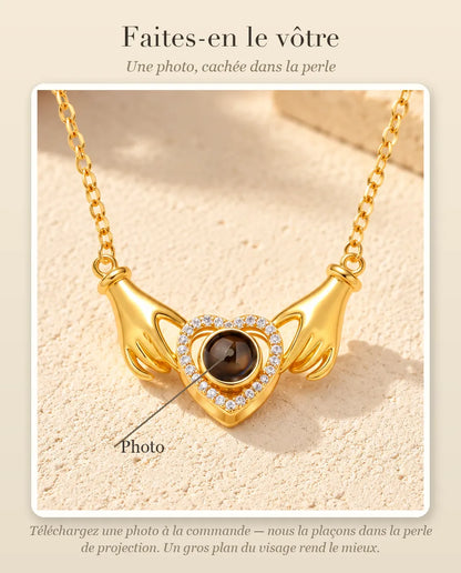 Guide de personnalisation : emplacement de votre photo dans la perle de projection du collier