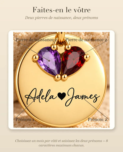 Comment personnaliser le collier avec les pierres de naissance et les prénoms