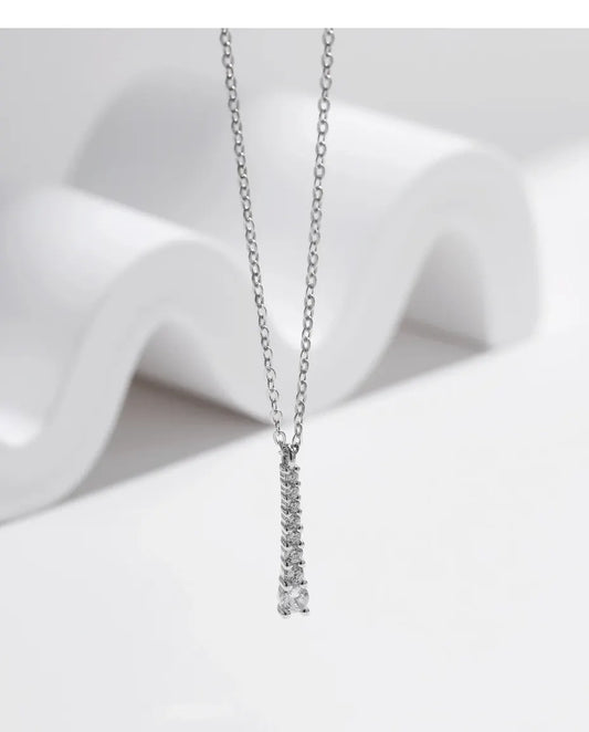 Collier Moissanite en Y – chute de pierres graduées couleur D VVS1 en argent 925