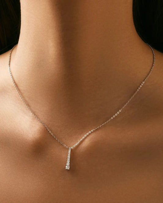 Collier Moissanite en Y – chute de pierres graduées couleur D VVS1 en argent 925