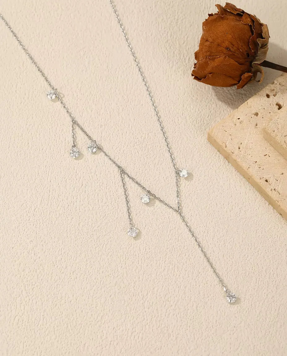 Collier Moissanite à Sept Pendants - pierres de 0,30 ct à 4 mm sur chaîne étagée, argent 925, 40+5 cm