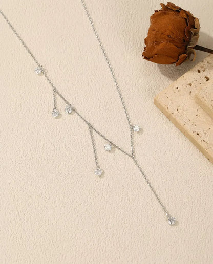 Collier Moissanite à Sept Pendants - pierres de 0,30 ct à 4 mm sur chaîne étagée, argent 925, 40+5 cm