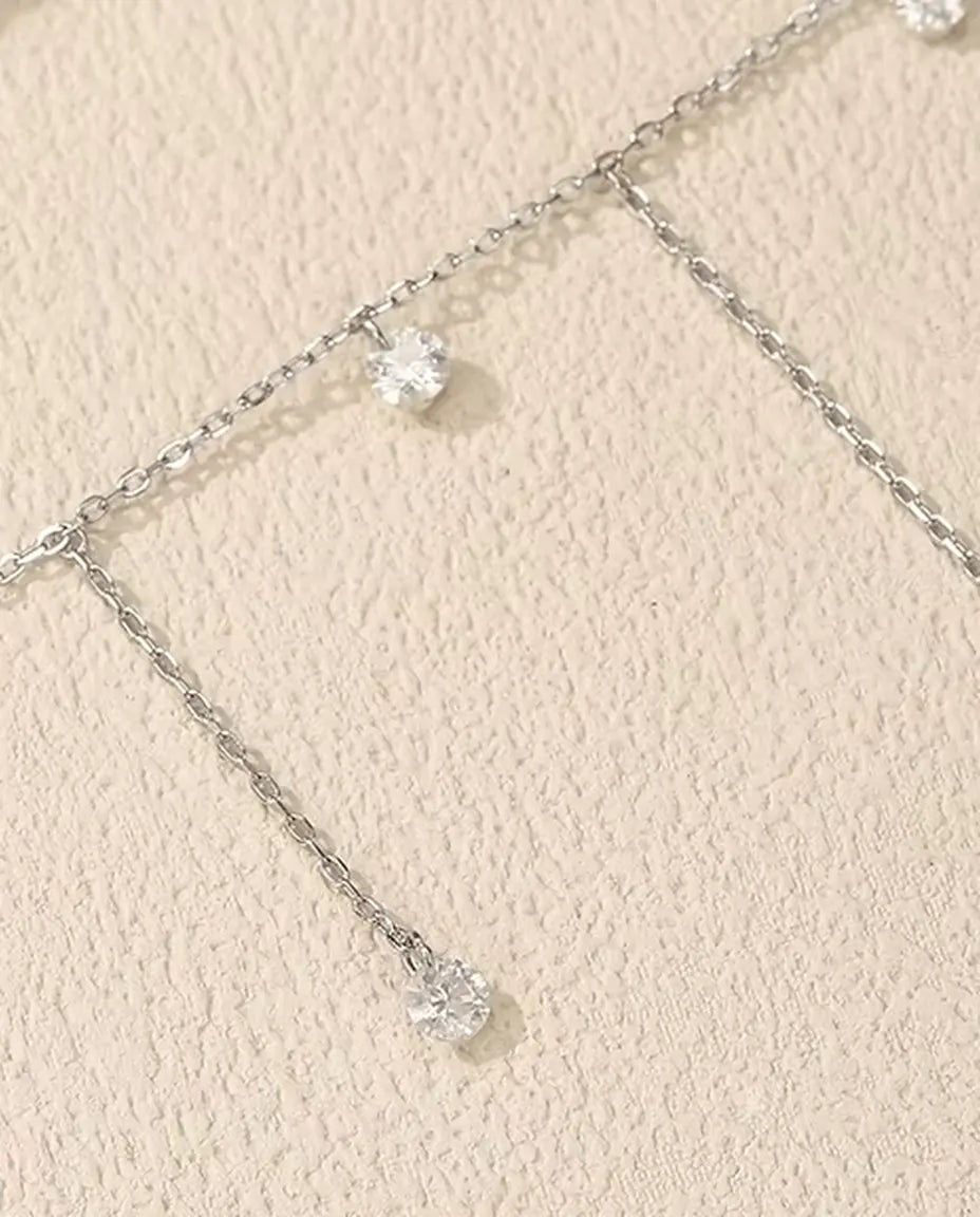 Collier Moissanite à Sept Pendants - pierres de 0,30 ct à 4 mm sur chaîne étagée, argent 925, 40+5 cm