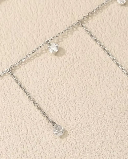 Collier Moissanite à Sept Pendants - pierres de 0,30 ct à 4 mm sur chaîne étagée, argent 925, 40+5 cm