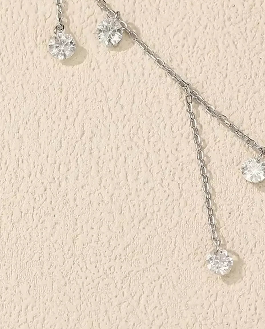Collier Moissanite à Sept Pendants - pierres de 0,30 ct à 4 mm sur chaîne étagée, argent 925, 40+5 cm