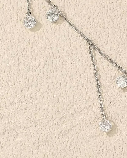 Collier Moissanite à Sept Pendants - pierres de 0,30 ct à 4 mm sur chaîne étagée, argent 925, 40+5 cm