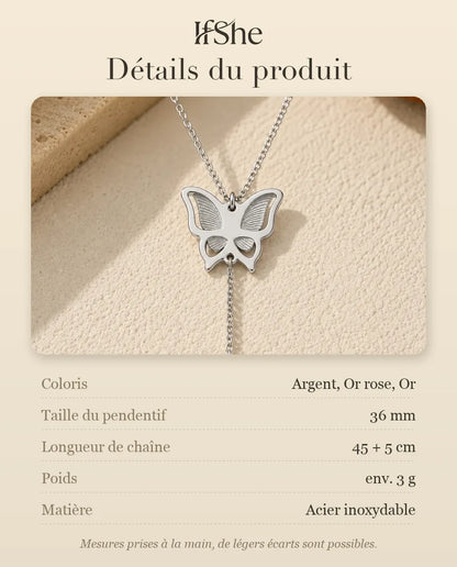 Collier papillon photo projection personnalisé - dimensions et matière