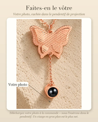 Collier papillon photo projection personnalisé - guide de personnalisation : photo