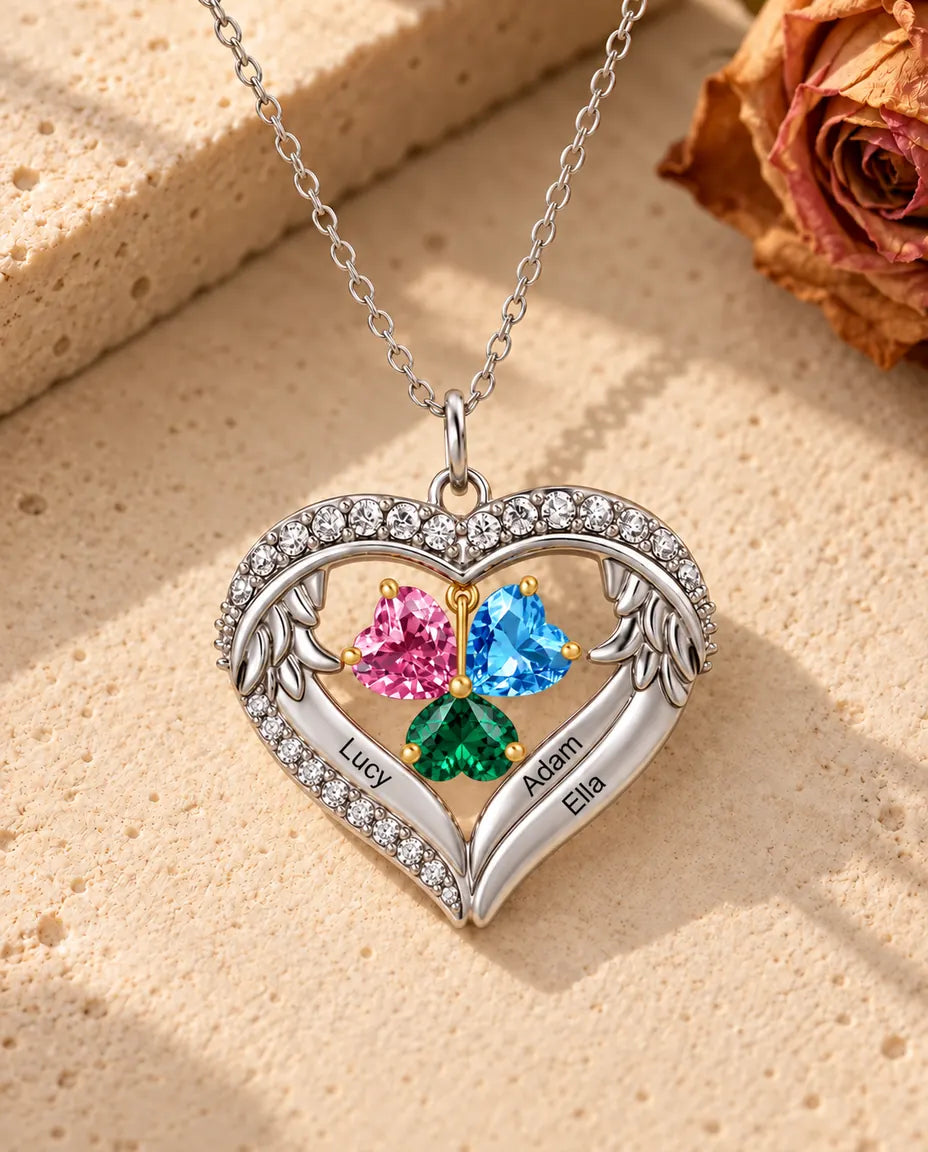Collier Personnalisé - version à 3 prénoms et pierres de naissance