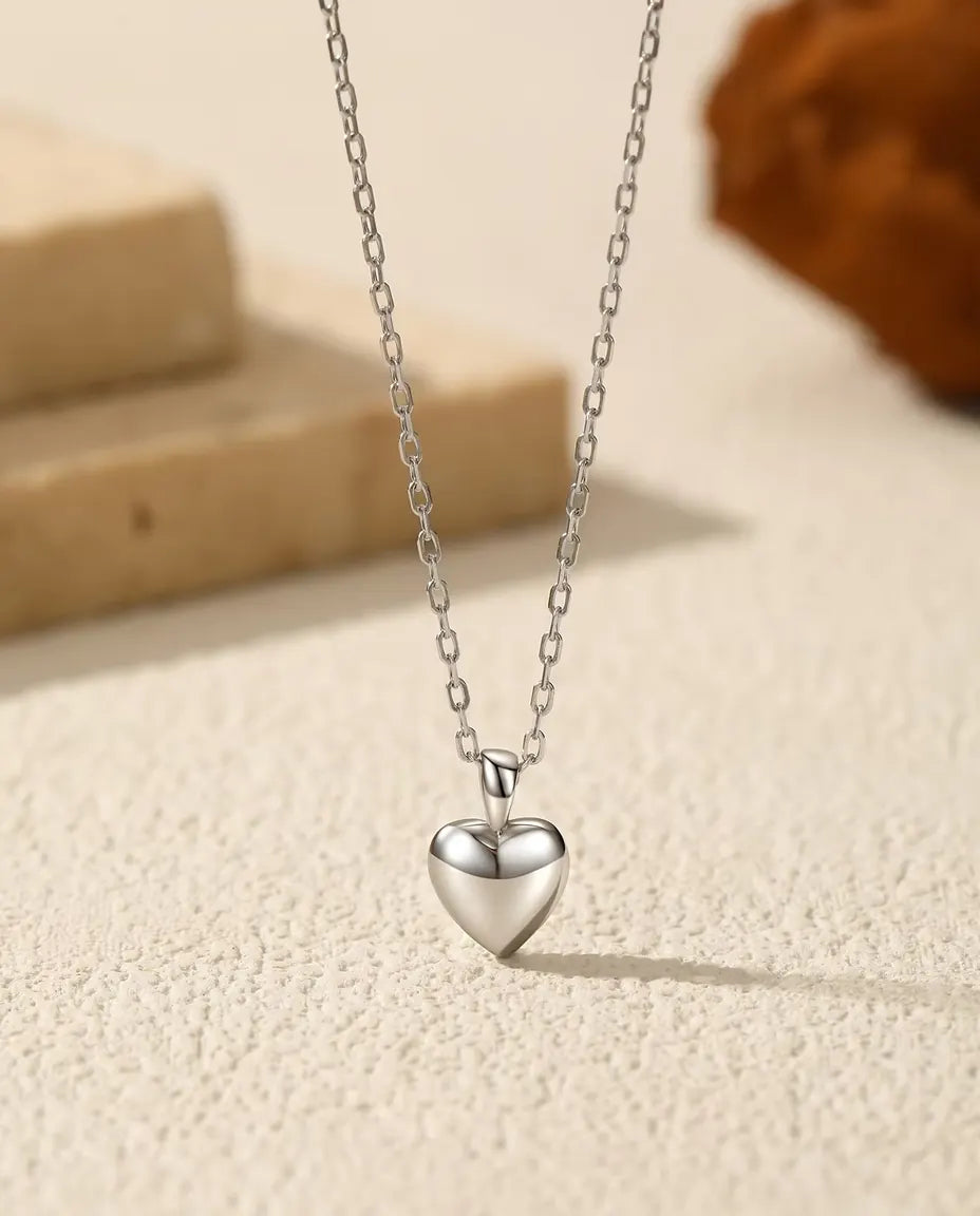 Collier Petit Cœur – pendentif cœur bombé de 6 mm en argent 925, chaîne fine 40+5 cm