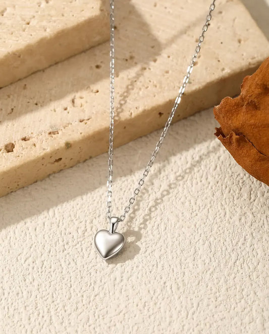 Collier Petit Cœur – pendentif cœur bombé de 6 mm en argent 925, chaîne fine 40+5 cm