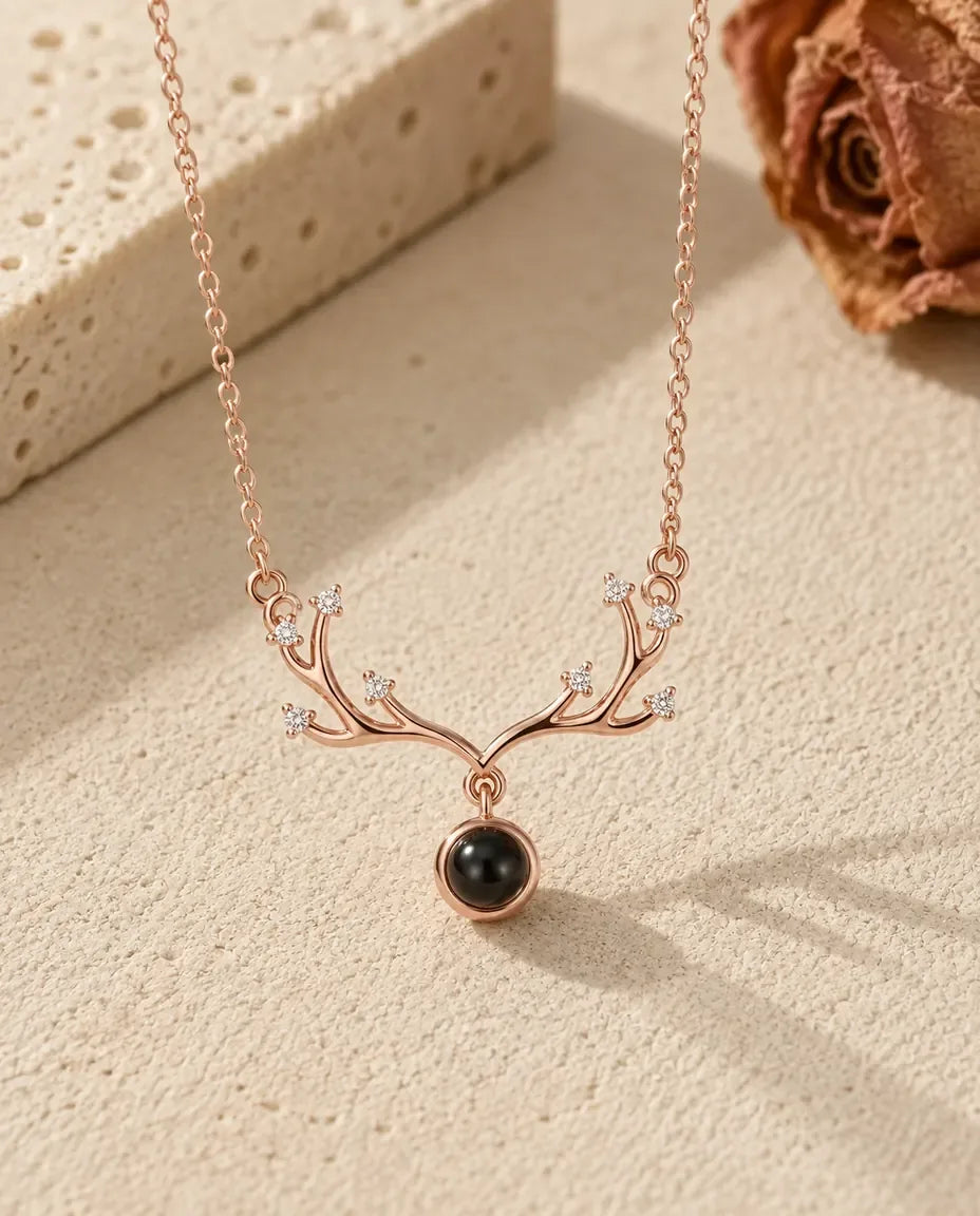 Collier avec Photo - finition or rose