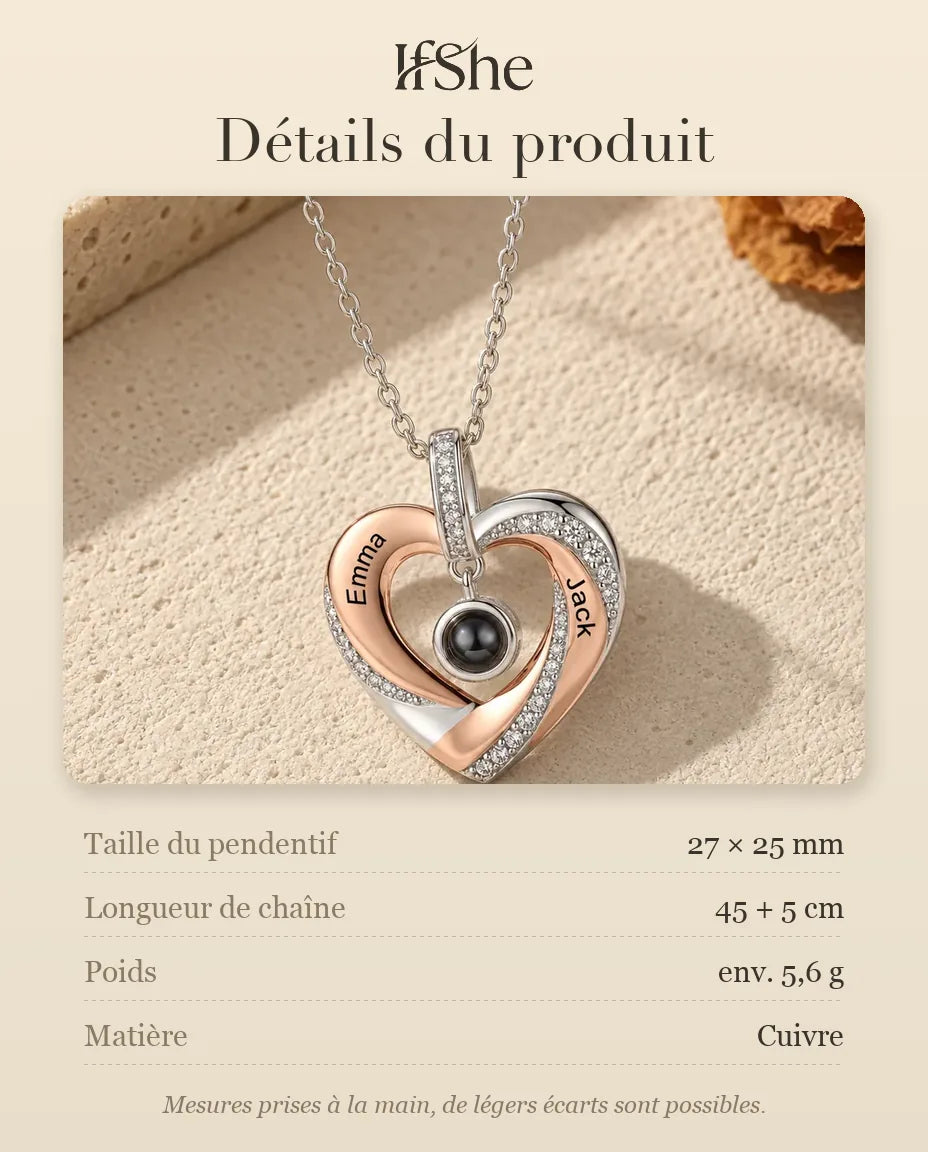 Collier Photo - dimensions et matière