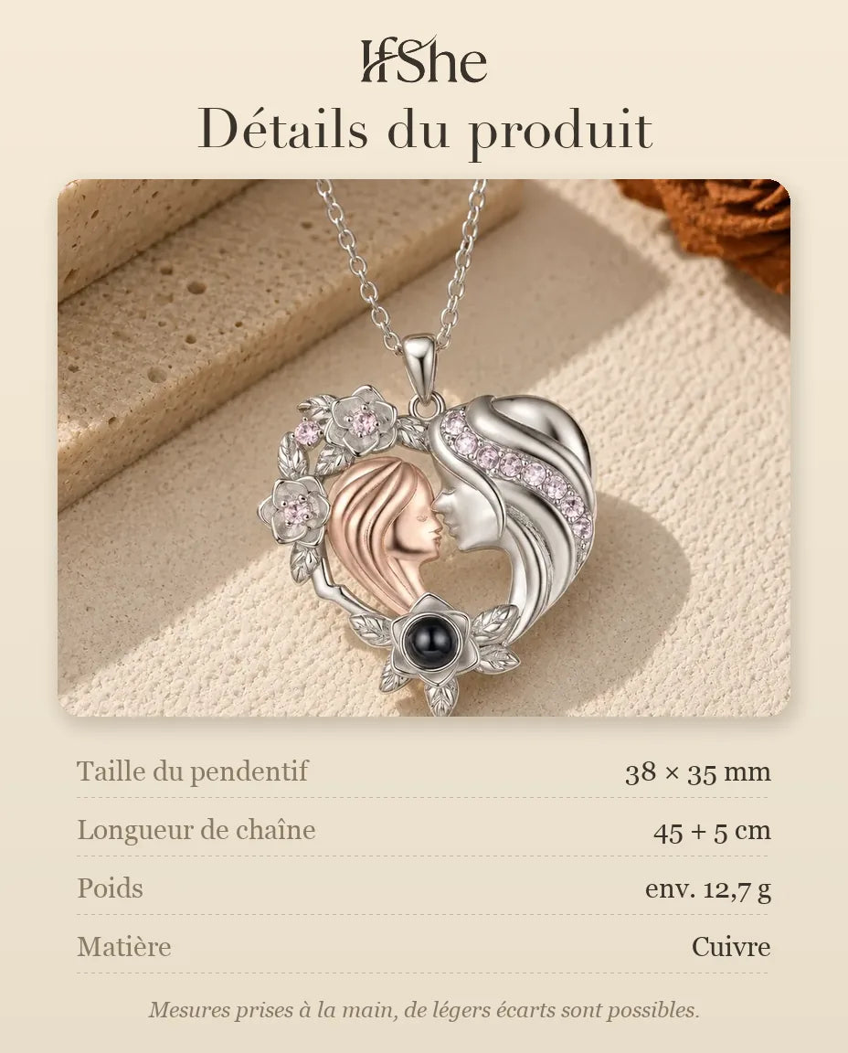 Collier avec Photo - dimensions et matière