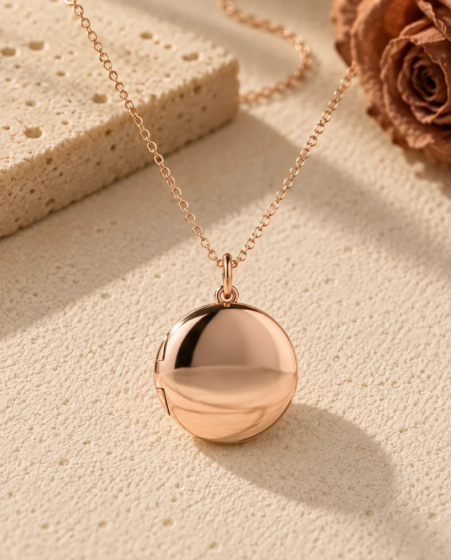 Collier avec Photo - finition or rose