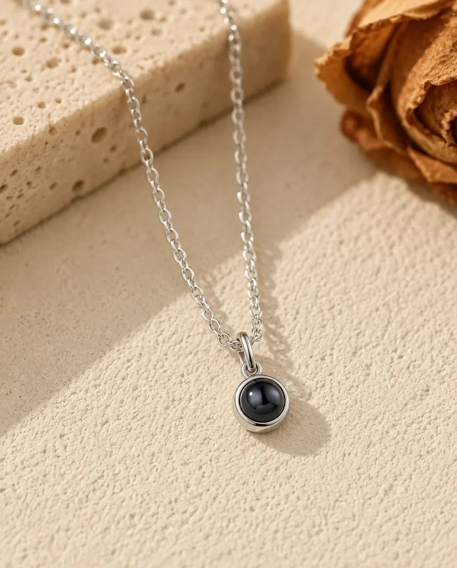 Collier avec Photo - vue de face en argent