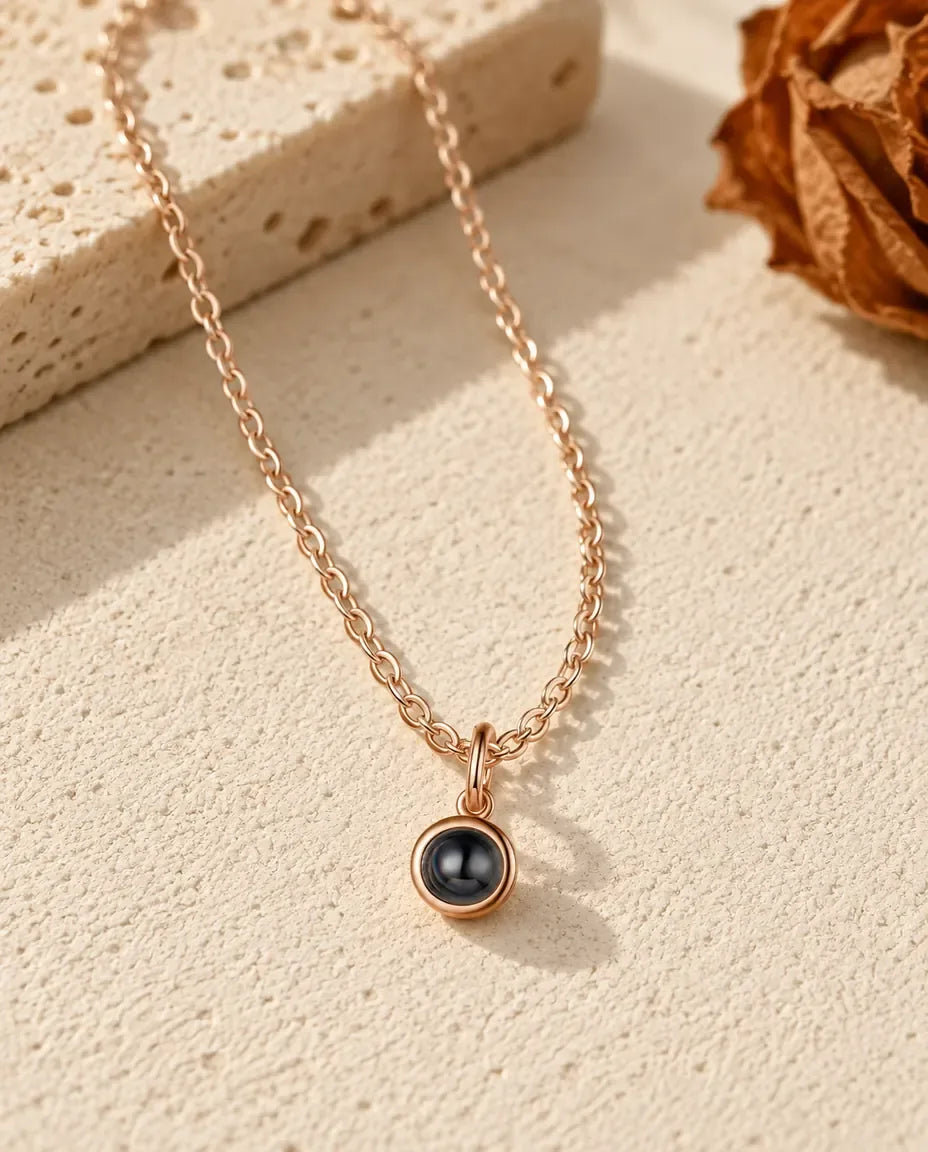 Collier avec Photo - finition or rose