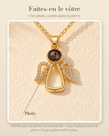 Guide de personnalisation : où se place votre photo dans la pierre de projection du collier ange gardien