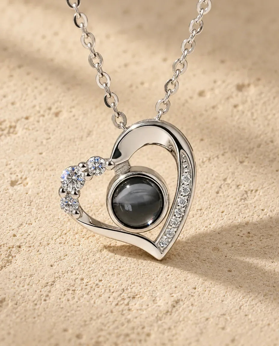 Collier avec Photo - gros plan du pendentif de projection