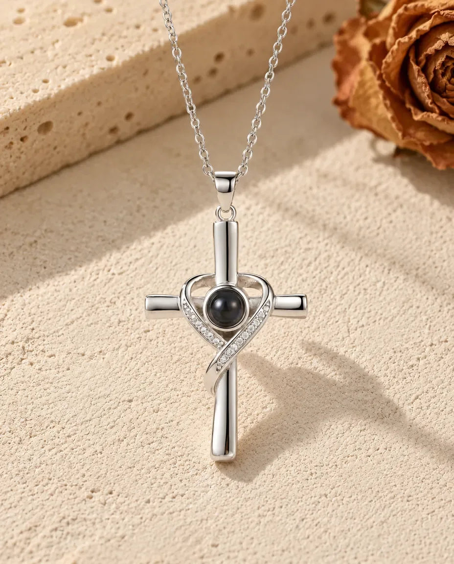 Collier Photo Projection - vue de face en argent