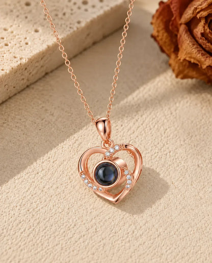 Collier avec Photo - finition or rose