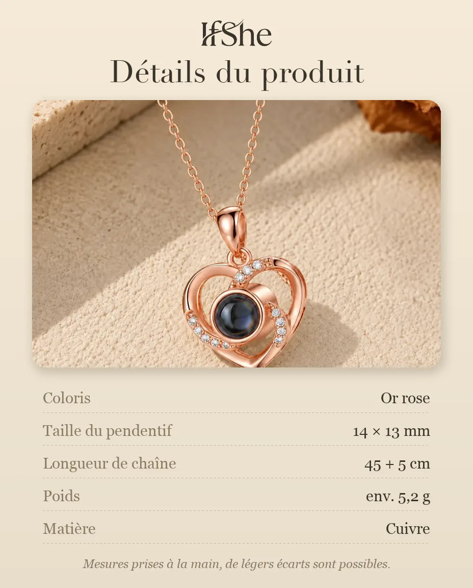 Collier avec Photo - dimensions et matière
