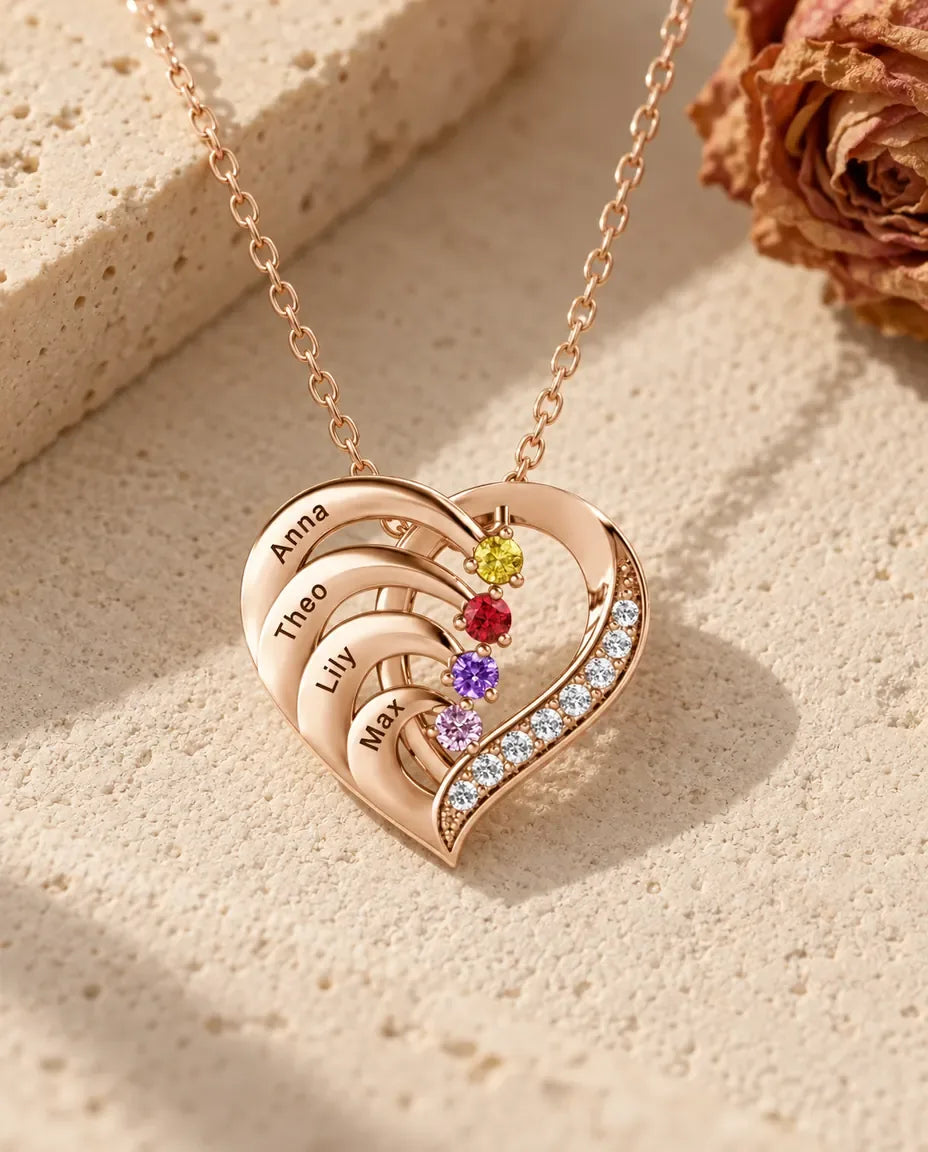 Collier Pierre de Naissance - finition or rose
