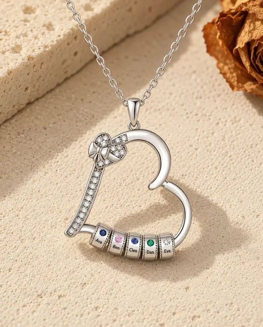 Collier Pierre de Naissance Famille - vue de face en argent