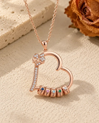 Collier Pierre de Naissance Famille - finition or rose