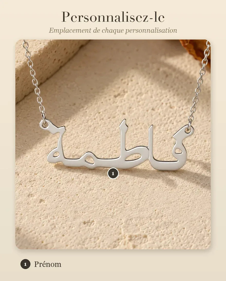 Collier Prénom - guide de personnalisation : emplacement de chaque prénom