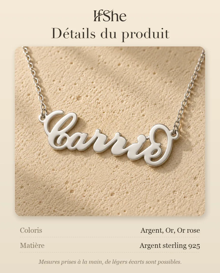 Collier Prénom - dimensions et matière