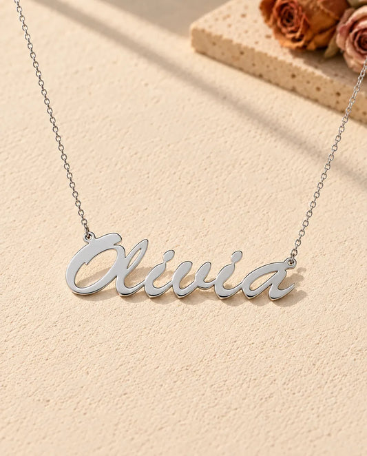 Collier Prénom Personnalisé en Argent Sterling 925 - vue de face en argent
