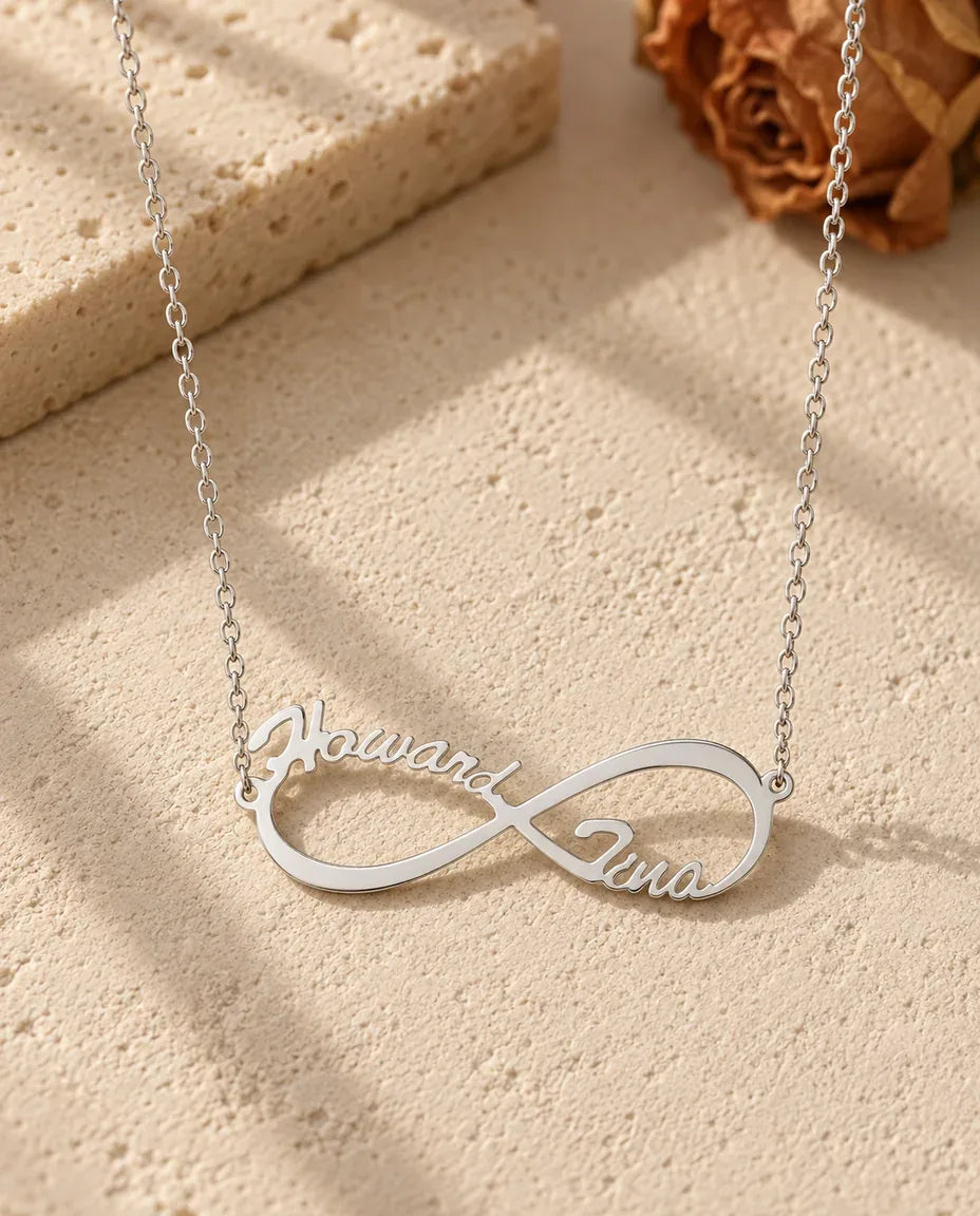 Collier Prénom Infini - vue de face en argent
