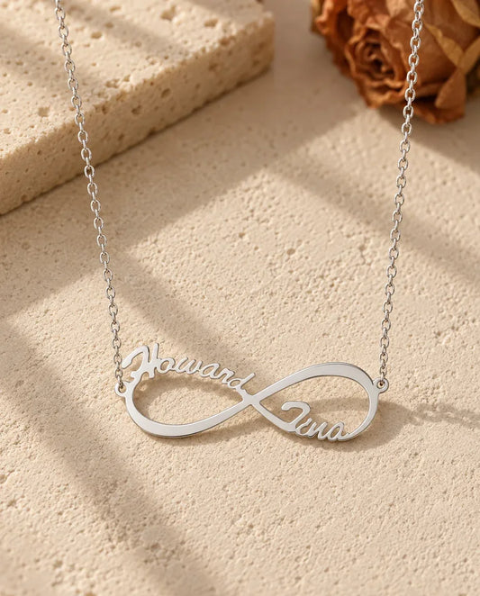 Collier Prénom Infini - vue de face en argent