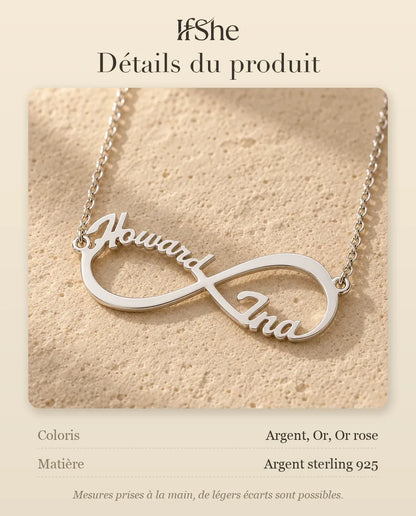 Collier Prénom Infini - dimensions et matière