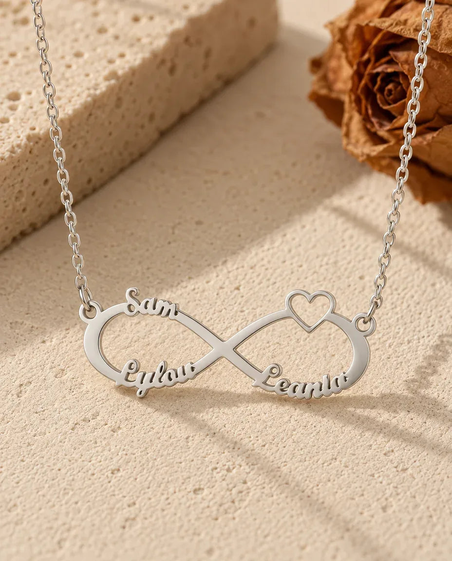 Collier Prénom Infini - vue de face en argent