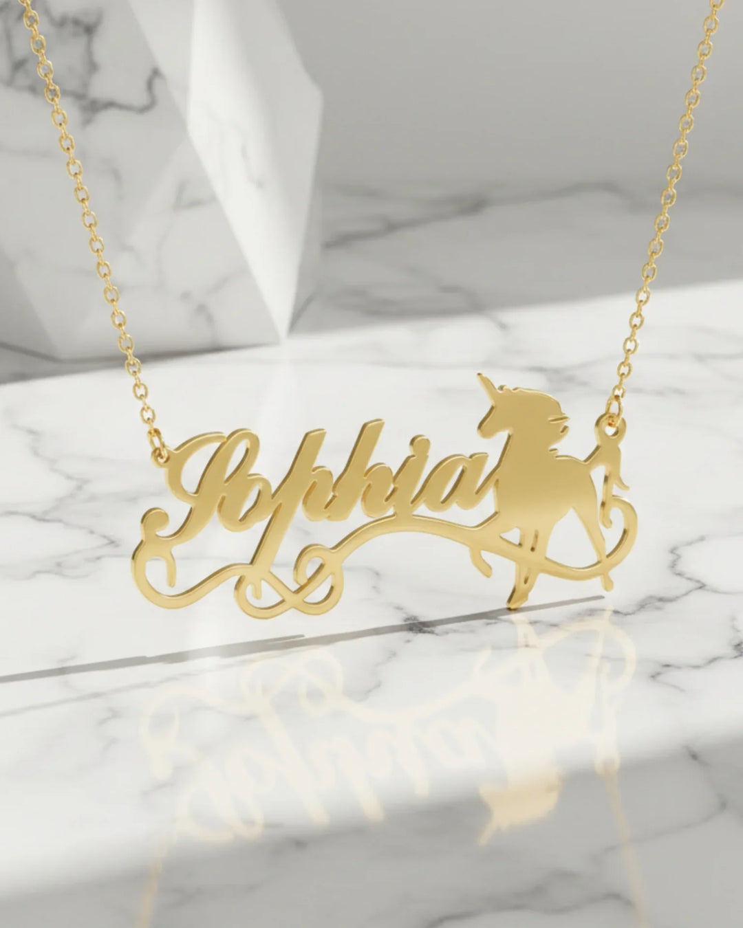 Collier Prénom Licorne – Argent Sterling 925, Prénom Personnalisé en Écriture Calligraphiée, Cadeau pour Fille, Anniversaire