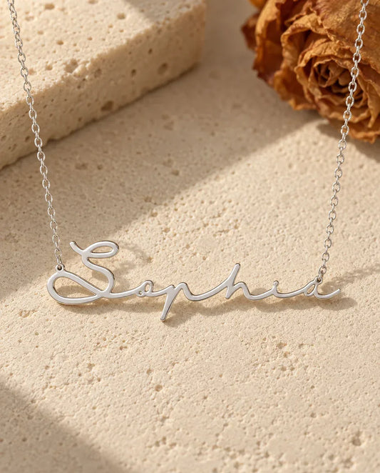 Collier Prénom Personnalisé - vue de face en argent