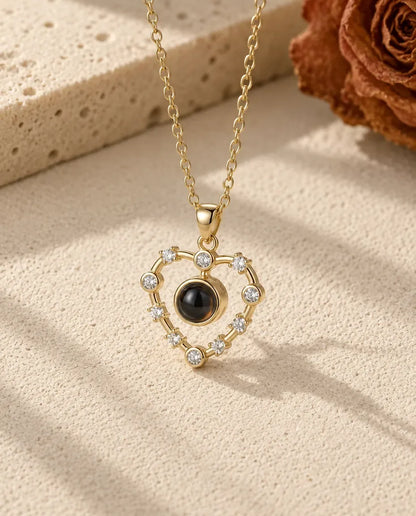 Collier Photo Cœur Plaqué Or 18K - finition or