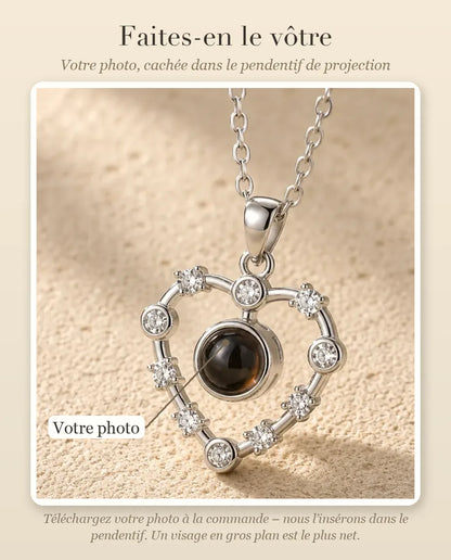 Collier Photo Cœur Plaqué Or 18K - guide de personnalisation : photo