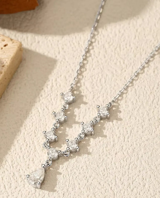 Collier Y moissanite avec goutte – 1,2 ct couleur D et pureté VVS1, argent 925, 40 + 5 cm
