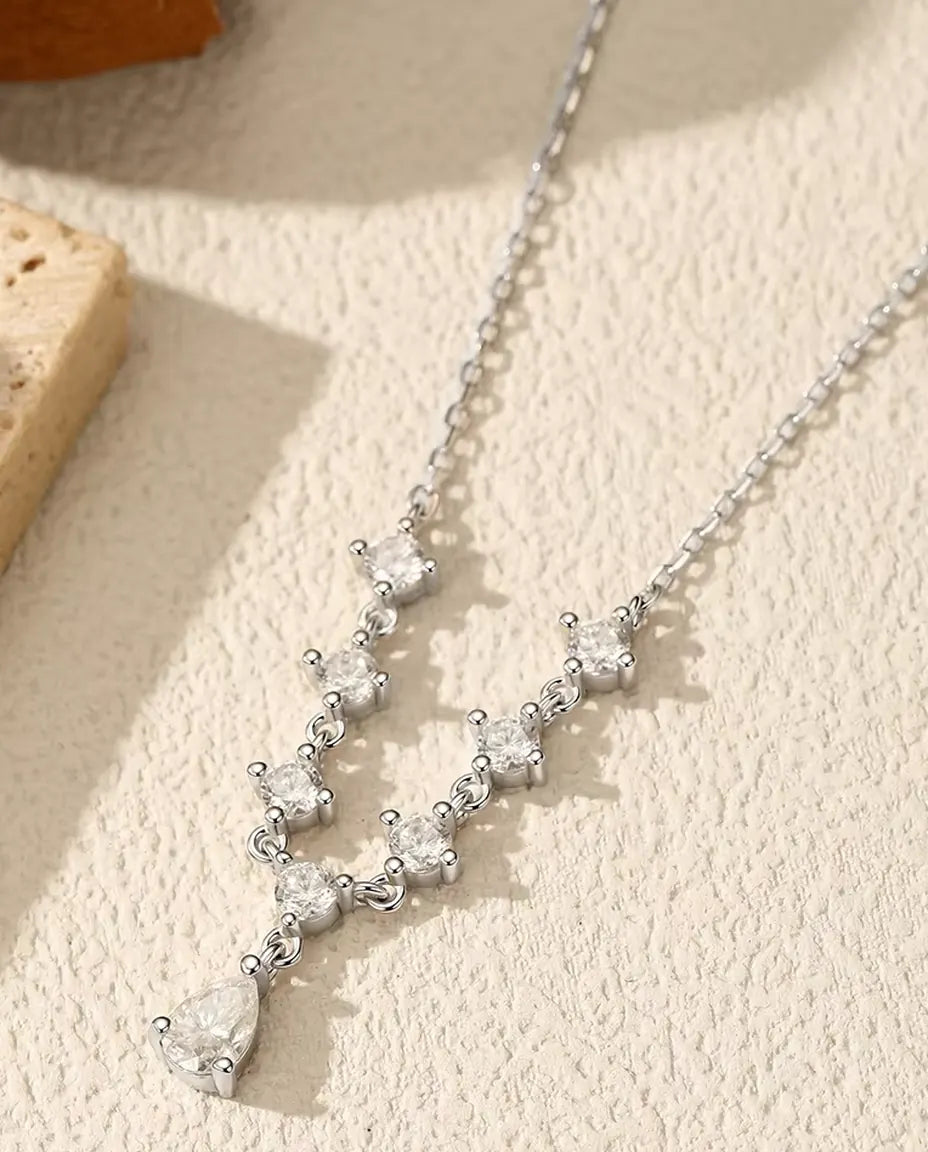 Collier Y moissanite avec goutte – 1,2 ct couleur D et pureté VVS1, argent 925, 40 + 5 cm